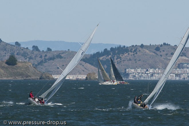 IOD’s Hecate and Stark Terror enjoy Saturdays brisk breeze - Manuel Fagundes Seaweed Soup Midwinter Regatta 2011 © Erik Simonson www.pressure-drop.us http://www.pressure-drop.us